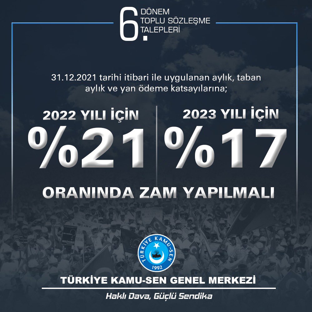 Teklif revize edilsin!

Hakkımızı istiyor, hakkımızı bekliyoruz.

Toplu sözleşme masası, hüsran masası olmasın!
<a href="/tcbestepe/">T.C. Cumhurbaşkanlığı</a> <a href="/RTErdogan/">Recep Tayyip Erdoğan</a> <a href="/HMBakanligi/">T.C. Hazine ve Maliye Bakanlığı</a> <a href="/lutfielvan/">Lütfi Elvan</a> <a href="/csgbakanligi/">T.C. Çalışma ve Sosyal Güvenlik Bakanlığı</a> <a href="/vedatbilgn/">Vedat Bilgin</a> 
#MemurHakkınıİstiyor