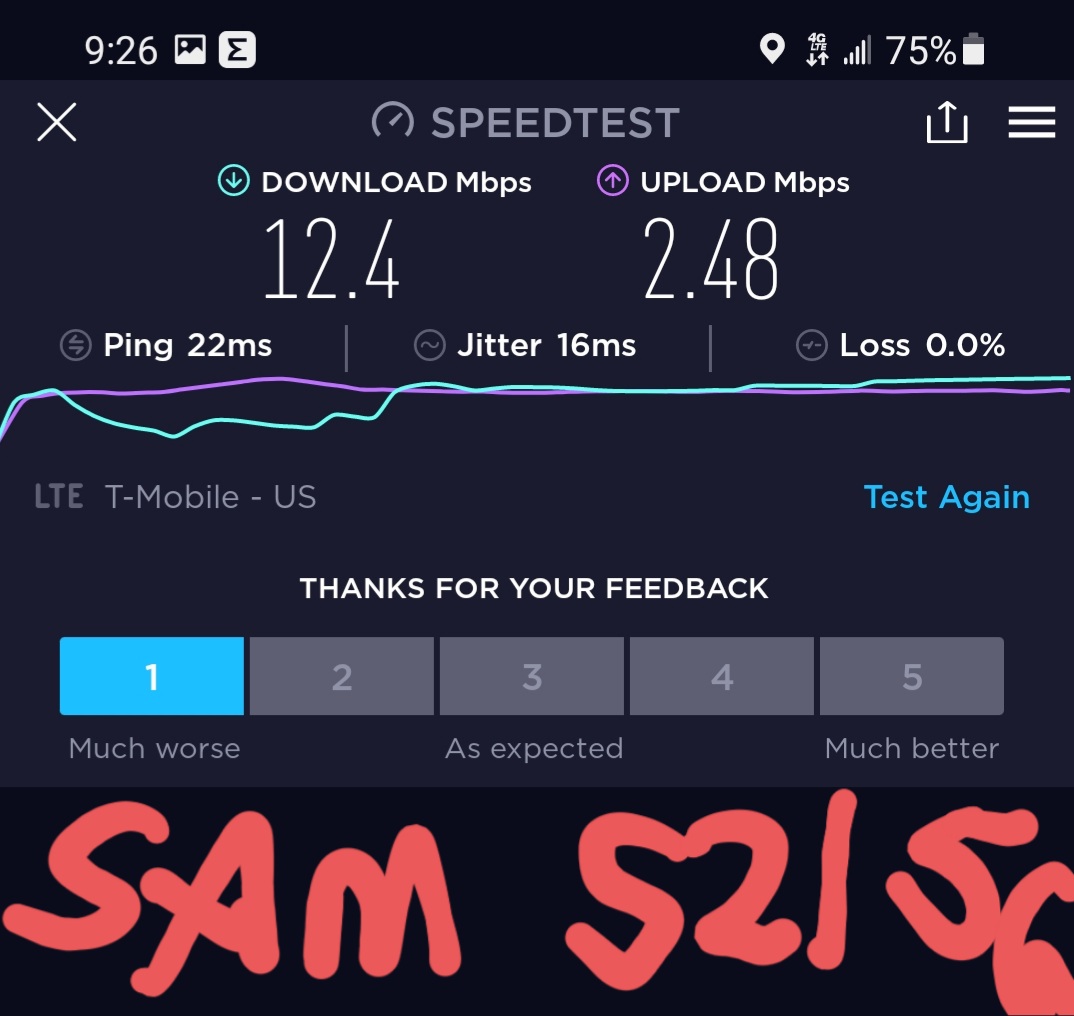 2235Bobr's tweet photo. @MikeSievert @TMobile When my Samsung s21 5g phone decides 4G is the only option...(50%+of the time) AARRGGH https://t.co/MOR6fJ1bHb