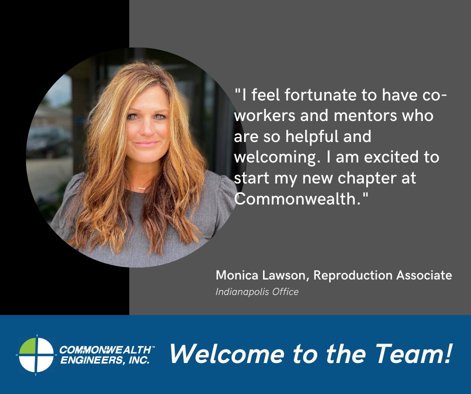 CommonwealthEng's tweet image. Meet Monica Lawson who is joining our Indianapolis #Reproduction Department! We are delighted to have you, and look forward to seeing you grow with Commonwealth. Welcome to the Team! #newhire #teamcommonwealth