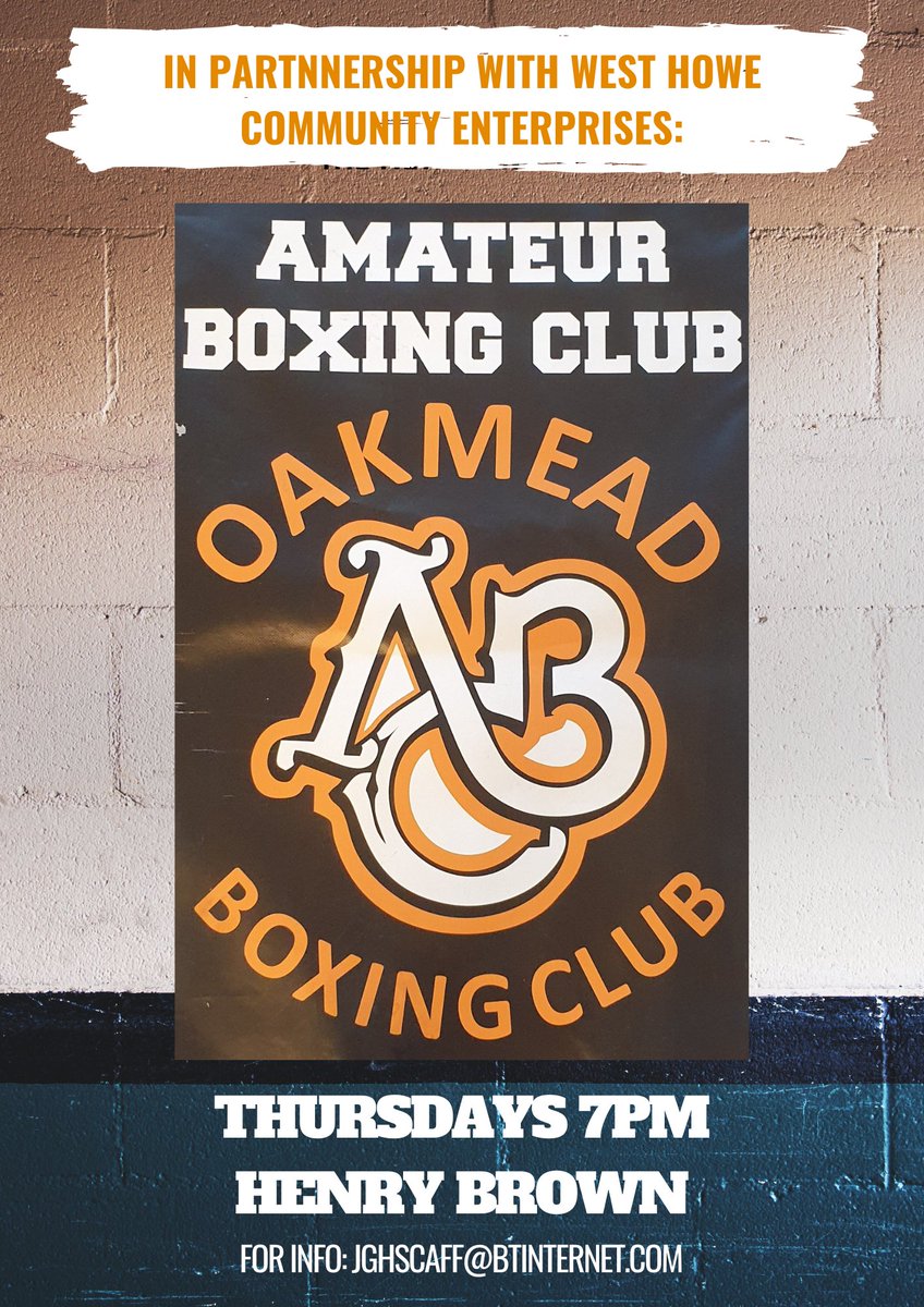 Tonight we have boxing courtesy of Oakmead Amateur Boxing Club. With years of experience, they offer training to residents of West Howe of all ages &amp; levels of experience. Come along!
7pm, Thursdays at the Henry Brown centre, Cunningham Crescent.
#ThursdayMotivation #Bournemouth
