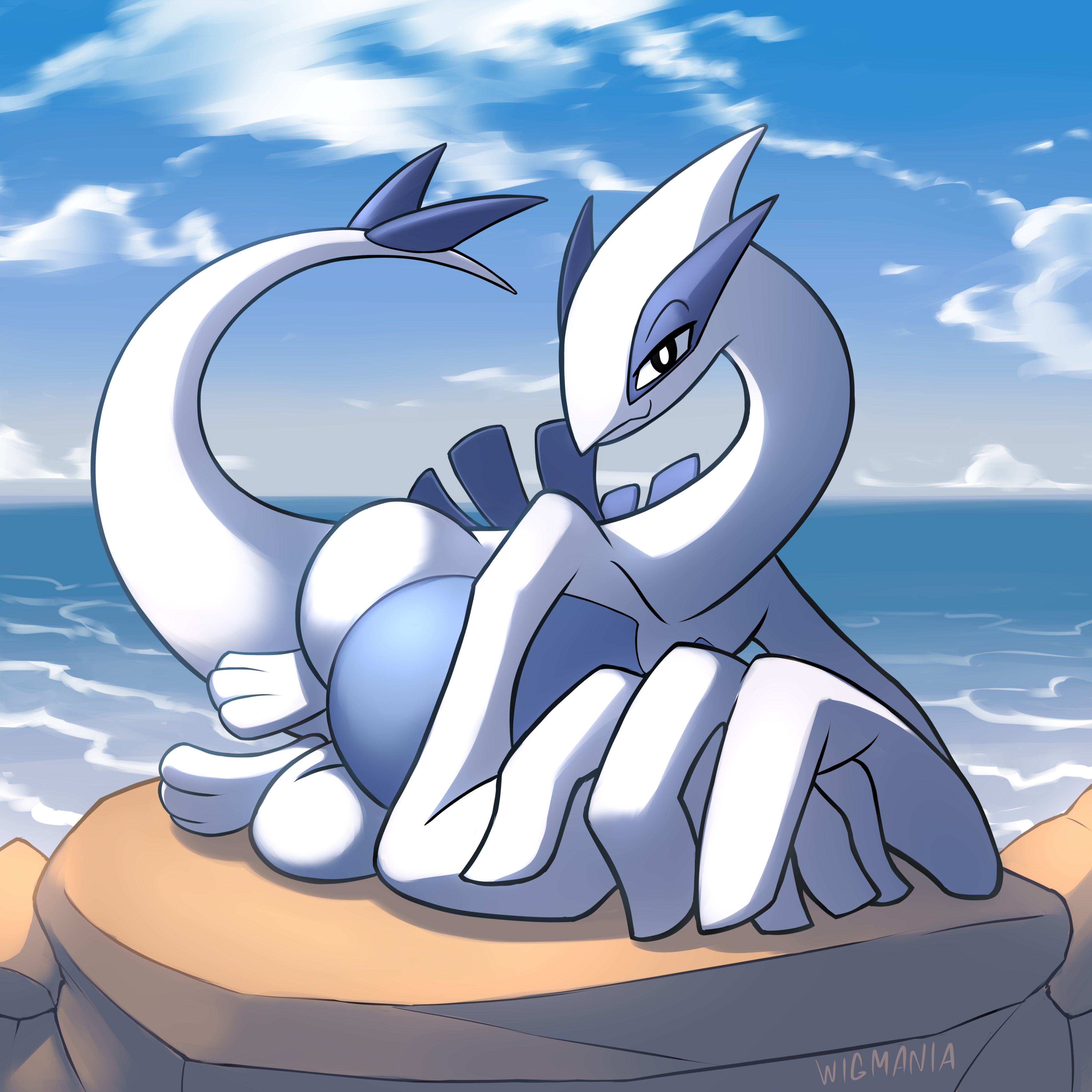 Wigmania on X: Paint me like one of your Kalos girls How could one  refuse a request from the great guardian of the sea? Commissioned by Bui  #nintendo #lugia #sea #ocean #posing #