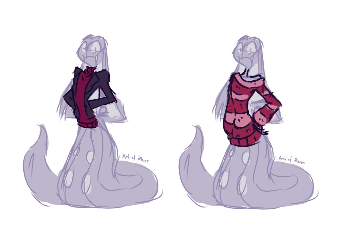 ArtofRhues's tweet image. Some date night outfit concepts for Pen (and a couple sneaky ones for Monty) that @Panderp91 and I've been fiddling around with for chap 5 of her fanfic, 'Divided'
wattpad.com/1102924808-div…
Monty belongs to @AxelGear11 
#Hazbinhotelfanart #SirPython #SirPentious #MontgomeryPython