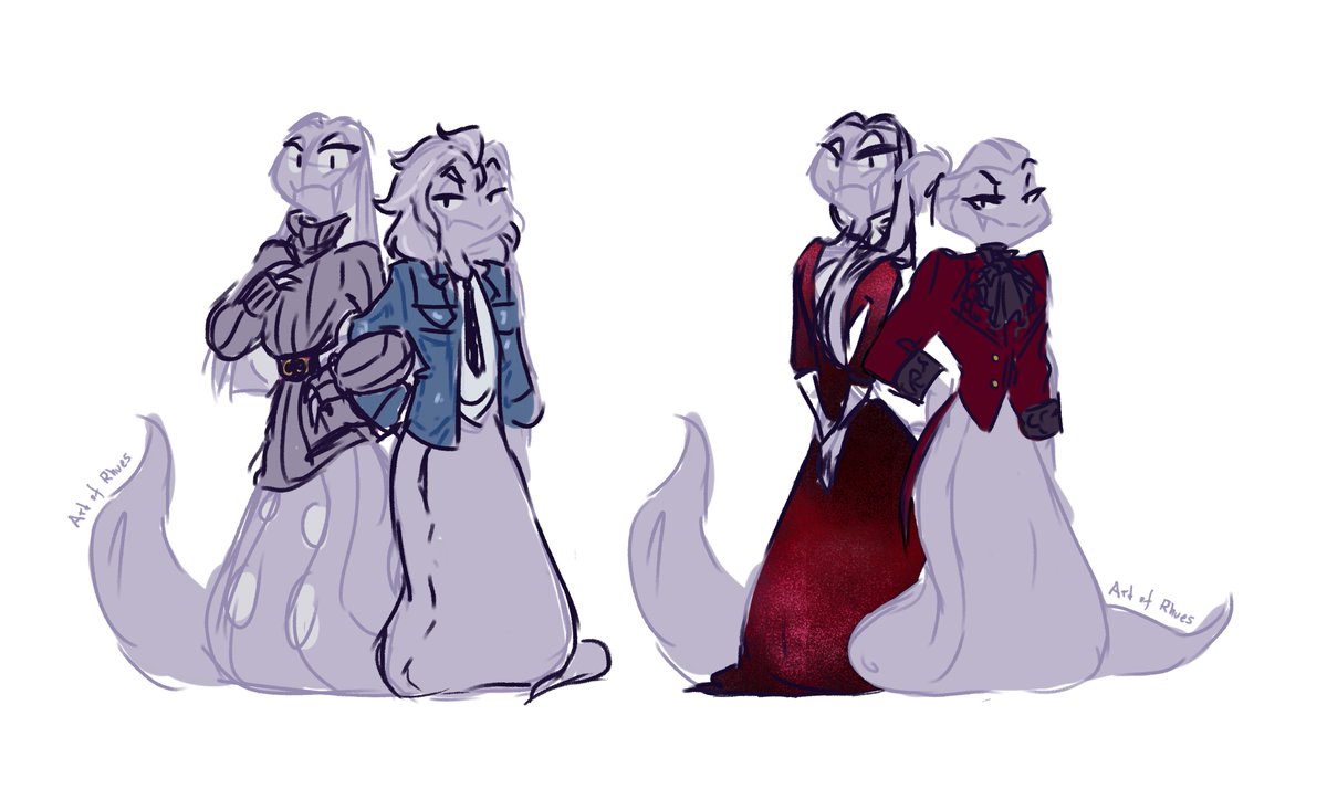 ArtofRhues's tweet image. Some date night outfit concepts for Pen (and a couple sneaky ones for Monty) that @Panderp91 and I've been fiddling around with for chap 5 of her fanfic, 'Divided'
wattpad.com/1102924808-div…
Monty belongs to @AxelGear11 
#Hazbinhotelfanart #SirPython #SirPentious #MontgomeryPython