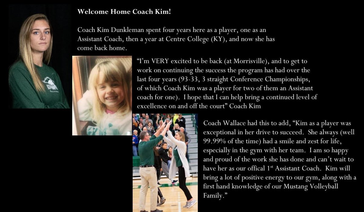 MSCVolleyball's tweet photo. So happy to announce that Coach Kim Dunkleman will be coming home to our family!  
❤️🐎🏐 https://t.co/hJmv73uOI9