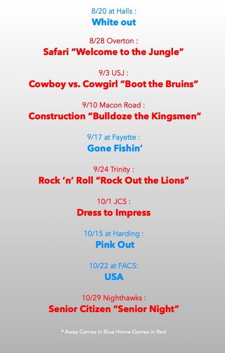FOOTBALL STUDENT SECTION THEMES!! y’all get ready!