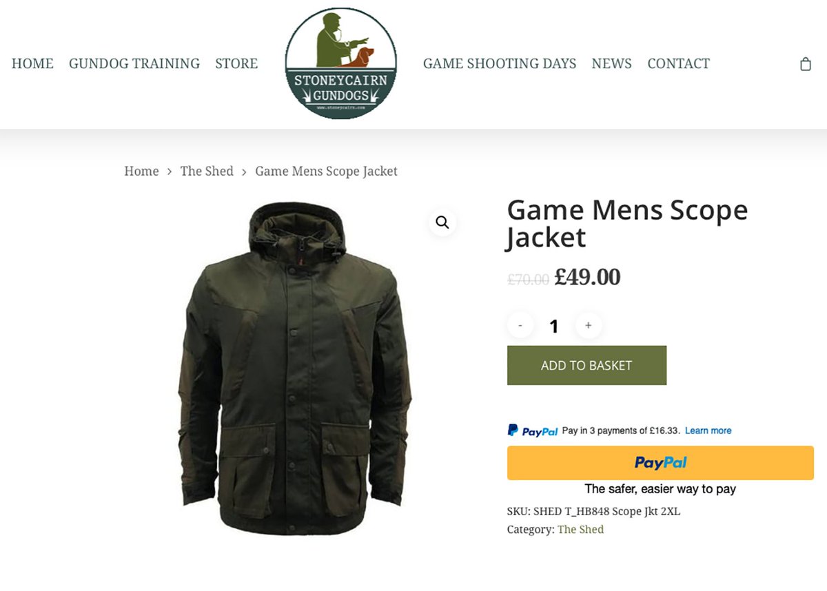 Visit our SHED for all our latest discounts. 

This Game Mens Scope Jacket has almost 1/3 off. Lots more available so please follow the link below; stoneycairn.com/product/game-m…

#stoneycairn #gundogtraining #gundogs #yorkshiregundogs #dogtraining #dogtrainingyorkshire #shooting