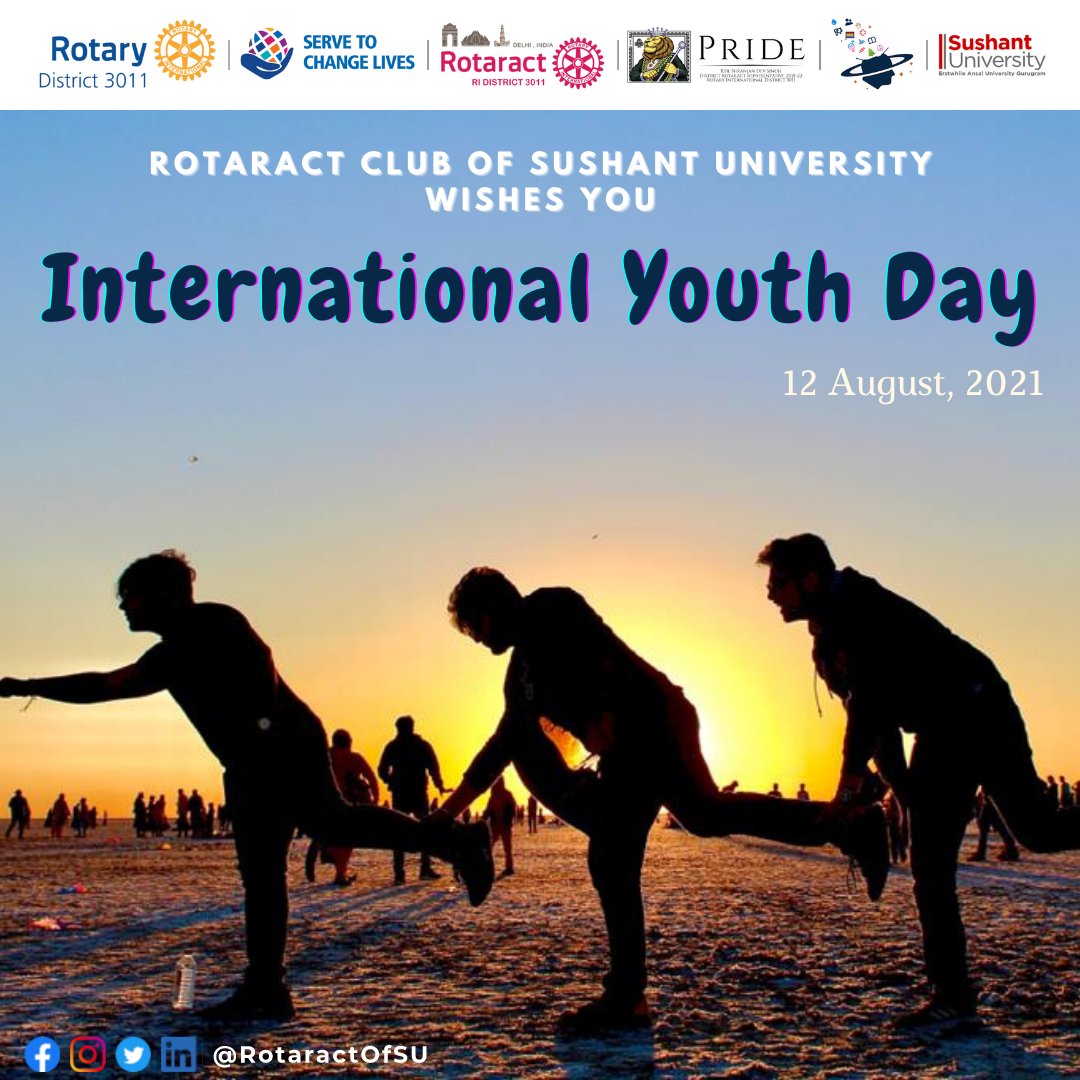 RotaractOfSU's tweet photo. “The YOUTH of today are the leaders of tomorrow” - Nelson Mandela.
Rotaract club of Sushant University wishes you to live your youth and challenge everything, to move forward making make an impact while you can. Growing up is a challenge and we have faith in you.🙋🏻‍♀️ https://t.co/RDQz6VThaI