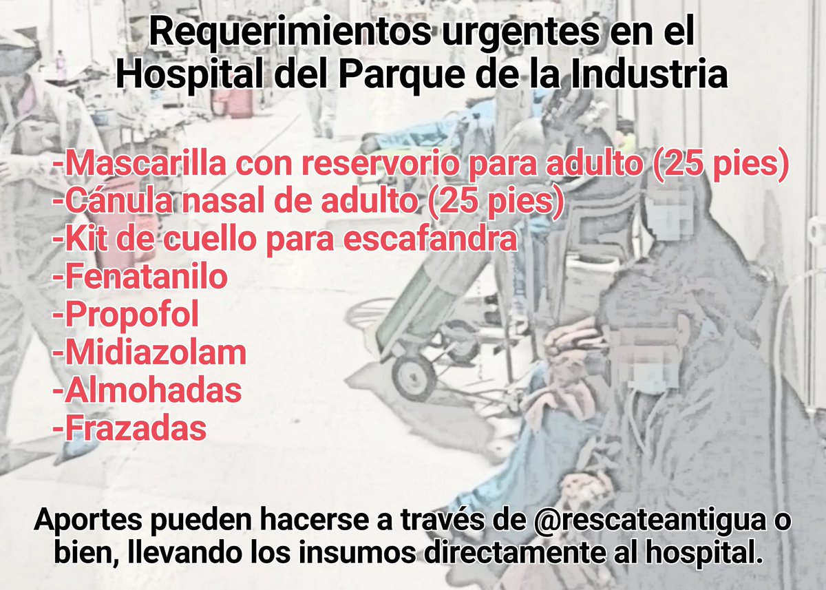 No sé debería tener que suplir lo que es obligación del <a href="/GuatemalaGob/">Gobierno de Guatemala 🇬🇹</a> <a href="/MinSaludGuate/">Ministerio de Salud Pública y Asistencia Social</a>, pero a diferencia de ellos, no queremos seguir viendo gente morir y en condiciones infrahumanas en los hospitales. Gracias a <a href="/rescateantigua/">AAR - Antigua Al Rescate</a> por su intervención. Aportemos en los que podamos.