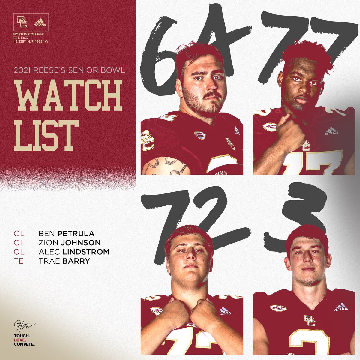 BCFootball's tweet photo. Senior Bowl watch list 👀 https://t.co/n6X1X5OtRH