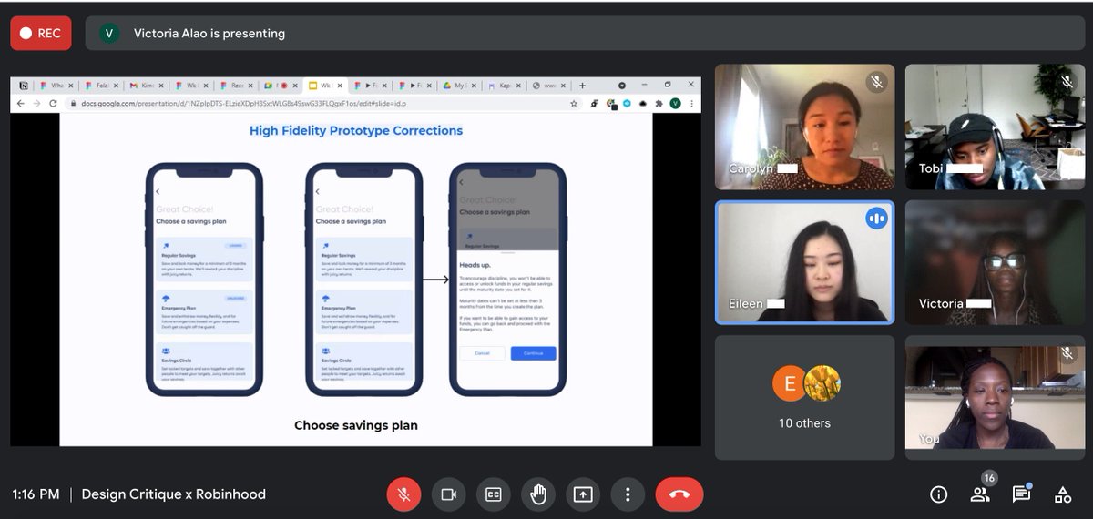 We're sending a HUGE thank you to our Gold Corporate Sponsors <a href="/RobinhoodApp/">Robinhood</a>! Their design team took time to critique our work &amp; hear local insights from our Fellows last week. We had so much fun learning &amp; all the feedback gotten from Carolyn, Eileen &amp; Tobi were truly invaluable!