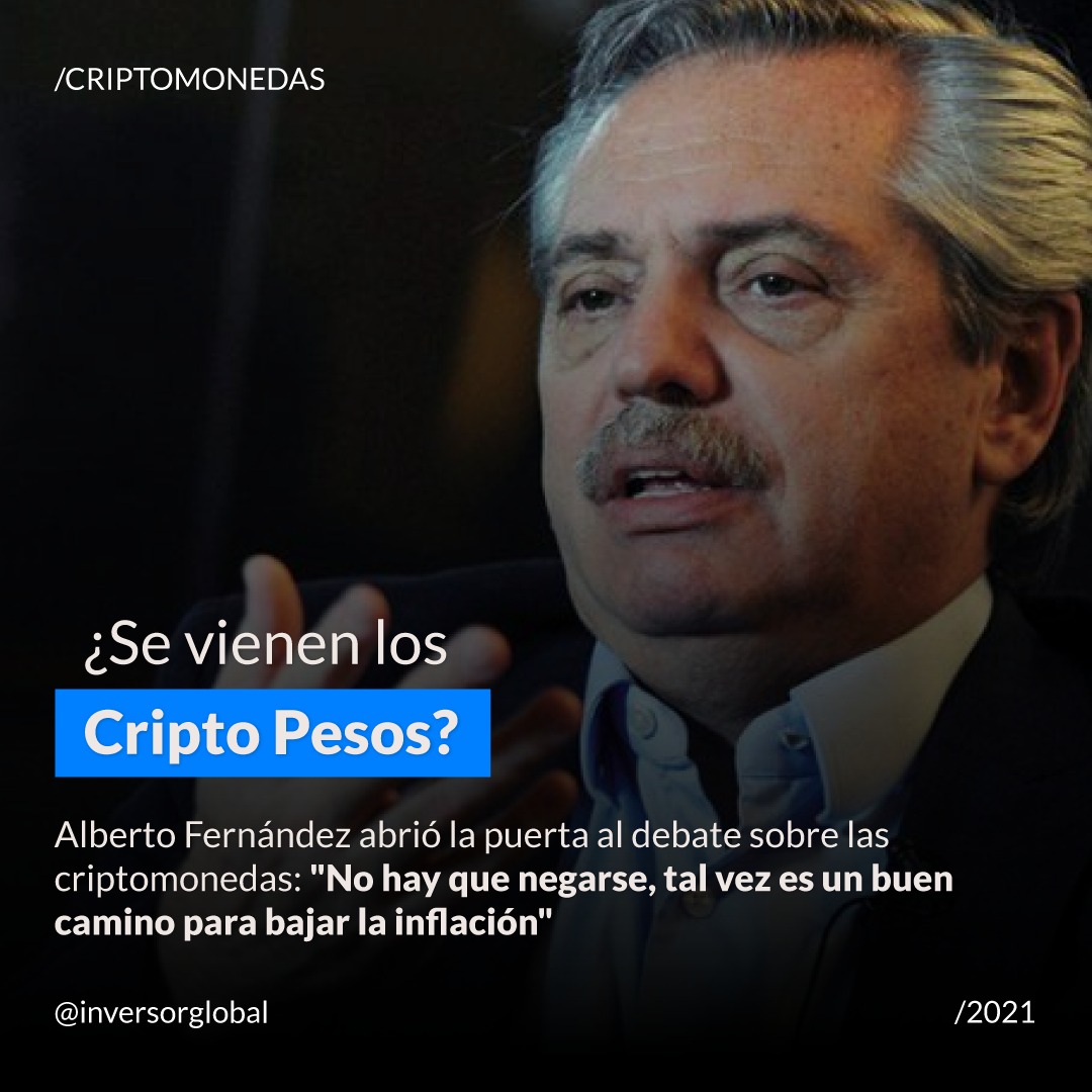 InversorGlobal's tweet photo. ¿Se vienen los #CriptoPesos? 🪙
Primero fue #ElSalvador y ahora el presidente de #Argentina @alferdezok le abrió la puerta al debate sobre las #criptomonedas
¿América Latina cada vez más cerca a incorporar las #criptos en sus actividades? 🤔 https://t.co/rdD276myn8