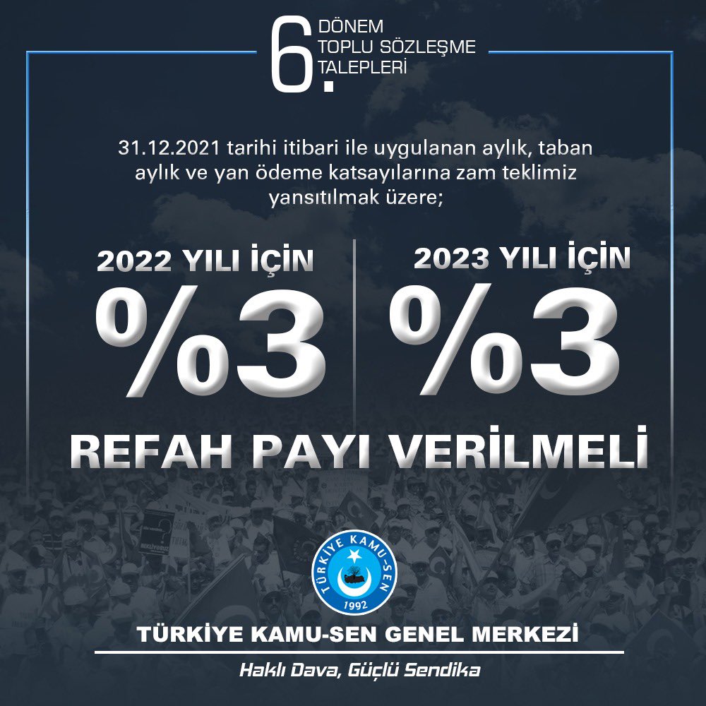 Talip Geylan (@talipgeylan06) on Twitter photo Enflasyon oranında zam demek, SIFIR ZAM demektir.
Büyüyen ekonomiden hak ettiğimizi almak için REFAH PAYI şarttır.
<a href="/tcbestepe/">T.C. Cumhurbaşkanlığı</a> <a href="/RTErdogan/">Recep Tayyip Erdoğan</a> <a href="/HMBakanligi/">T.C. Hazine ve Maliye Bakanlığı</a> <a href="/lutfielvan/">Lütfi Elvan</a> <a href="/vedatbilgn/">Vedat Bilgin</a> <a href="/csgbakanligi/">T.C. Çalışma ve Sosyal Güvenlik Bakanlığı</a>
#MemurHakkınıİstiyor Enflasyon oranında zam demek, SIFIR ZAM demektir.
Büyüyen ekonomiden hak ettiğimizi almak için REFAH PAYI şarttır.
<a href="/tcbestepe/">T.C. Cumhurbaşkanlığı</a> <a href="/RTErdogan/">Recep Tayyip Erdoğan</a> <a href="/HMBakanligi/">T.C. Hazine ve Maliye Bakanlığı</a> <a href="/lutfielvan/">Lütfi Elvan</a> <a href="/vedatbilgn/">Vedat Bilgin</a> <a href="/csgbakanligi/">T.C. Çalışma ve Sosyal Güvenlik Bakanlığı</a>
#MemurHakkınıİstiyor