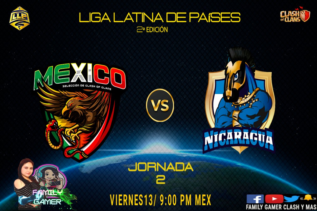 Family Gamer COC (@familygamercoc) on Twitter photo Segunda jornada
Vamos México!!
Liga Latina de Países
🇲🇽MÉXICO VS NICARAGUA🇳🇮
Por Facebook y YouTube
Viernes 13 de Agosto 9:00 pm 🇲🇽
facebook.com/profile.php?id…
youtube.com/channel/UCy4lT…
<a href="/LLP_COC1/">Liga Latina De Países</a> <a href="/MEXICOCWC/">Selección Mexicana de Clash Of Clans</a> Segunda jornada
Vamos México!!
Liga Latina de Países
🇲🇽MÉXICO VS NICARAGUA🇳🇮
Por Facebook y YouTube
Viernes 13 de Agosto 9:00 pm 🇲🇽
facebook.com/profile.php?id…
youtube.com/channel/UCy4lT…
<a href="/LLP_COC1/">Liga Latina De Países</a> <a href="/MEXICOCWC/">Selección Mexicana de Clash Of Clans</a>