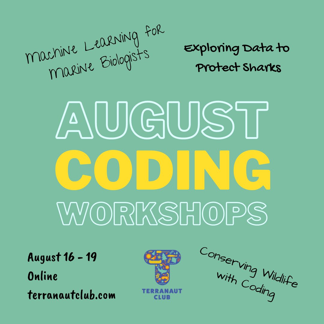 terranautclub's tweet image. Join us next week for our online #paywhatyoucan wildlife-based #codingworkshops! Workshops for girls+ 9 – 18 years old who live in Atlantic Canada & have access to a computer and good wi-fi.
Register here: terranautclub.com/august-coding-…
#marinebiology #wildlifeconservation #datascience