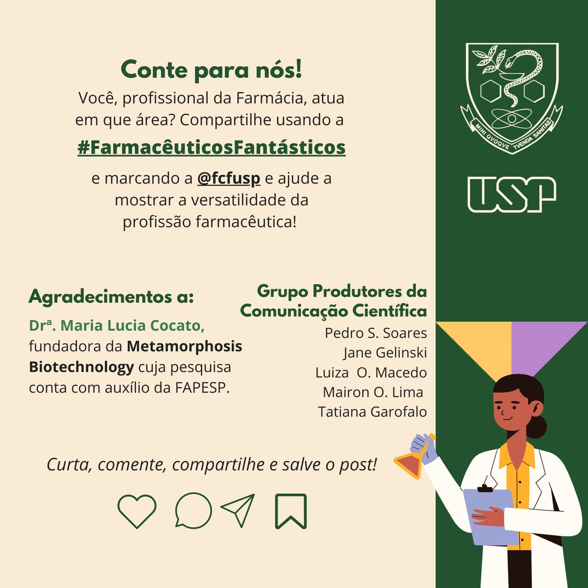 FCFUSP's tweet photo. #FarmacêuticosFantásticos #suplementos #farmácia #FCFUSP #comunidadeUSP https://t.co/q09Pc76ZdB