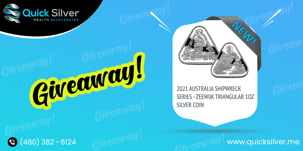 ThundercloudL's tweet photo. It's giveaway time! ππ
Participate now to win a FREE Triangular Australia Shipwreck Series-Zeewijk 1oz. .999 Silver Coin! π
All you need to do is like & share this post. π #Finances #FinancingServices
#QuickSilver https://t.co/oB6z8CO78H