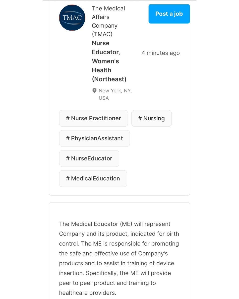 GrepMedJobs's tweet photo. Nurse Educator, Women's Health (Northeast) - The Medical Affairs Company (TMAC)
https://t.co/WbT1XxDjWQ
#nursing #nursingeducator #nursepractitioner #womenshealth https://t.co/OUzyNFsKFB