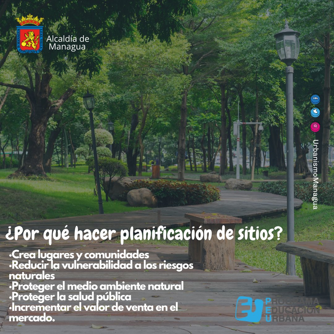 Es importante planificar sitios para crear un entorno físico que sea placentero y seguro para vivir, para volver a casa, crecer y envejecer. Otras razones adicionales por las cuales la planificación de sitios es importante:⤵️
#AlmaManagua #Urbanismo
