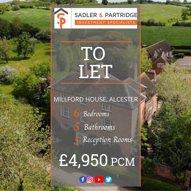 🚨Incoming New Rental Instruction 

📍Alcester, Warwickshire

💷 £4,950PCM

This is the first of Four new Prestige Rental Properties coming to the market with our Award Winning Lettings Team

Millford House is an elegant seven-bedroom Grade II-listed Georgian country home