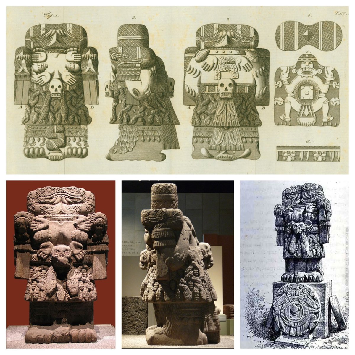 Aztec monolith depicting the Earth Goddess Coatlicue “The Mother of Gods”  was accidentally discovered in the Main Plaza of Mexico City in 1790. Now  on display in the National Museum of Anthropology,, image size:1200x1200