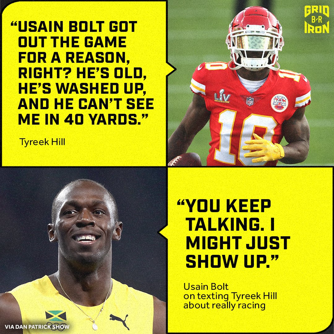 Let's make this happen 💨 <a href="/usainbolt/">Usain St. Leo Bolt</a> <a href="/cheetah/">Ty Hill</a> 

(via <a href="/dpshow/">Dan Patrick Show</a>)
