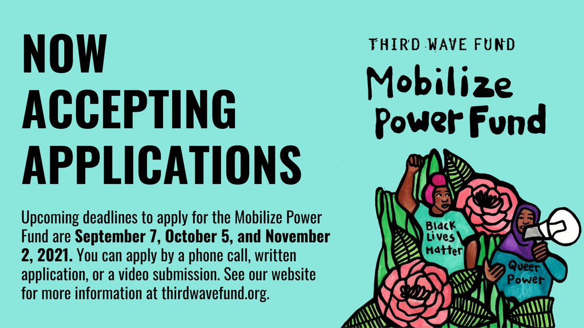 3Wave's tweet photo. Did you know we accept grant applications via video and phone call, too?
Use one of these methods to apply for our #MobilizePower Fund — a rapid response fund for direct action, community mobilizing, and healing justice! Next application deadline is September 7, 2021. https://t.co/pPXr8vbkX0
