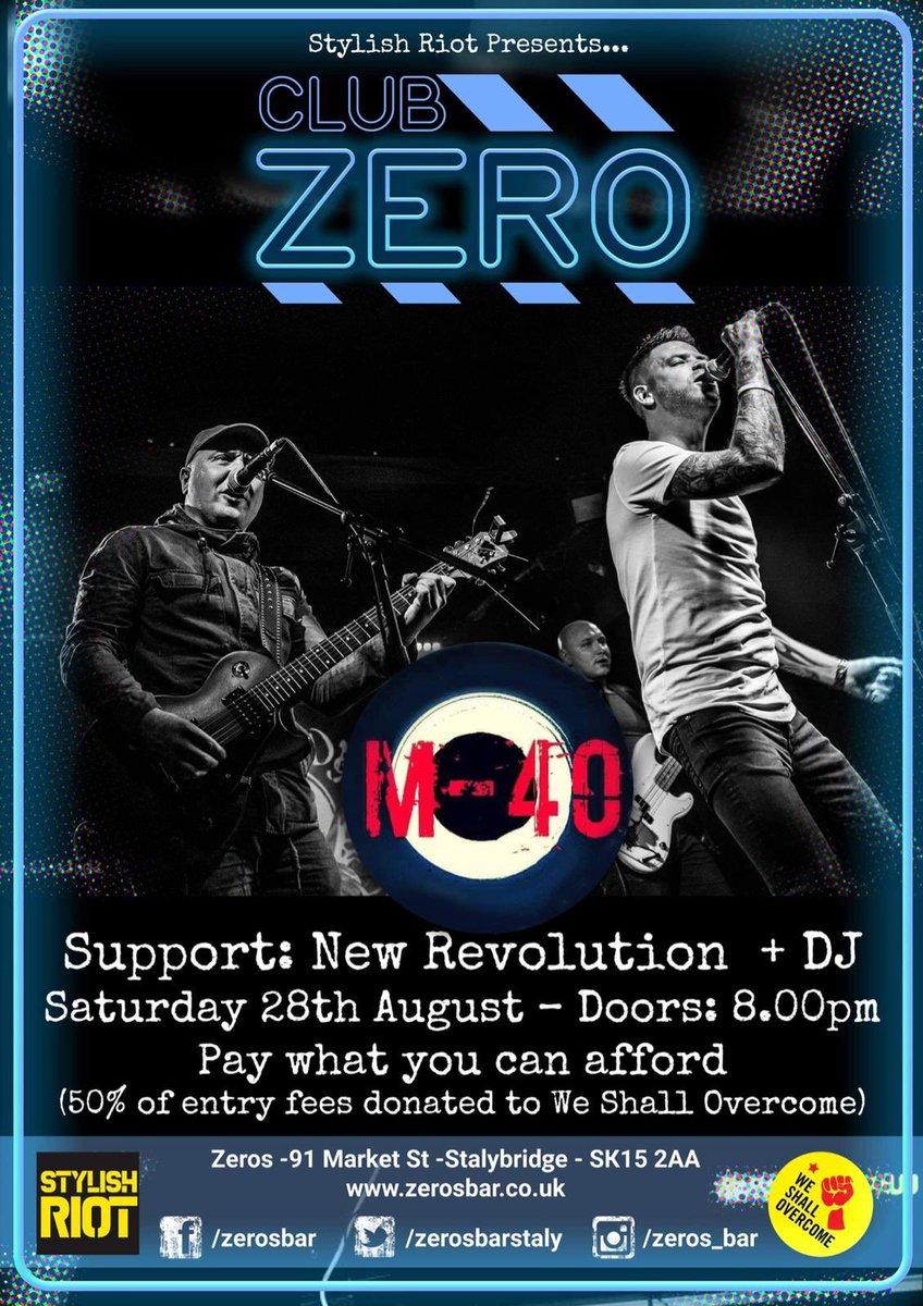 New Revolution (@newrevband) on Twitter photo We are excited to announce our first gig with our new drummer Loz, supporting <a href="/M40_Mcr/">M-40</a> at <a href="/zerosbarstaly/">Zeros Bar</a> on Saturday 28th August! Pay what you can afford, doors open at 8:00pm. See you there! We are excited to announce our first gig with our new drummer Loz, supporting <a href="/M40_Mcr/">M-40</a> at <a href="/zerosbarstaly/">Zeros Bar</a> on Saturday 28th August! Pay what you can afford, doors open at 8:00pm. See you there!