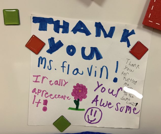 AngelaFlavinpky's tweet photo. Year 23 room design and my first love note from a student! #LoveTeaching https://t.co/j8mGYFlaPB