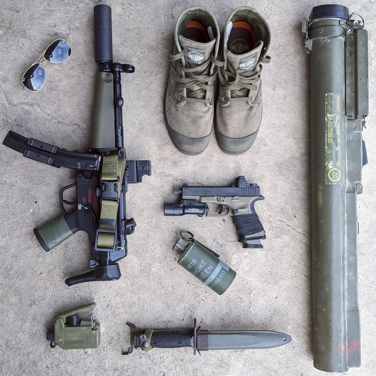 SilencerShop's tweet photo. Y’all weekend warriors?
Photo credit: @firing_device_electrical_m57
Featuring:
Heckler & Koch SP5
SilencerCo Omega 9K
GlockStore Glock 19
Palladium Boots Boots
•
•
•
#palladiumboots #m57firingdevice #silencerco #omega9k #glock #glock19 #gunownershop #2a #silencershop https://t.co/wo2zE9KAVG
