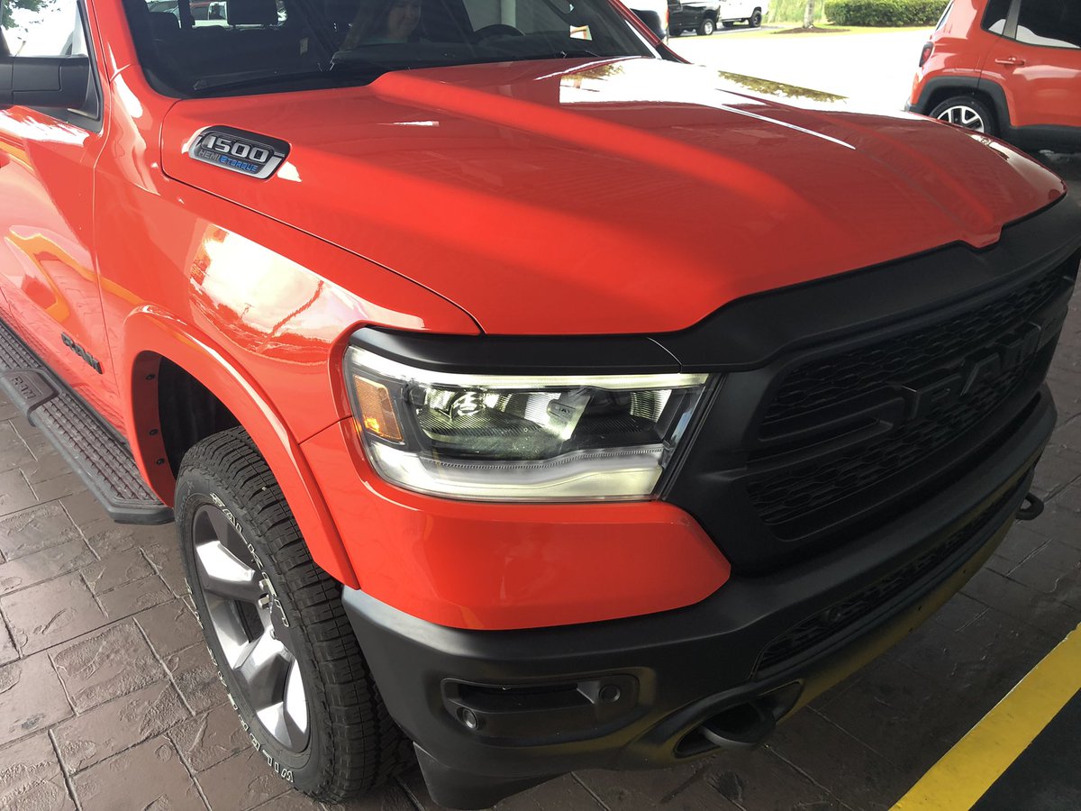 VeteranInsights's tweet photo. LINE-X @LINEXProtects custom bed liner on 2021 RAM 1500 BigHorn 4x4 OffRoad Raised Chassis ‘Built to Serve’ Limited Edition RAM Truck in SpitFire Orange #BlackOut #CrewCab (one of 500) #RAMTrucks #BuiltToServe #BuiltToServeEdition #SpitFireOrange #USARMY #MilitaryEdition #Florida https://t.co/AZWFySQIWz