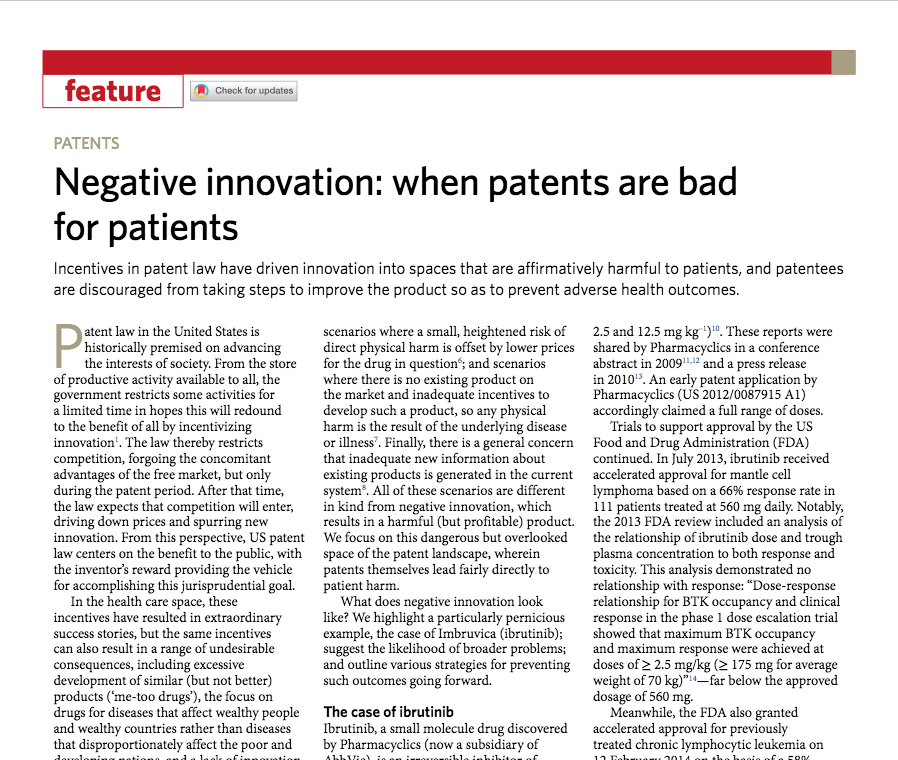 Negative innovation: when patents are bad for patients go.nature.com/3jRneqV