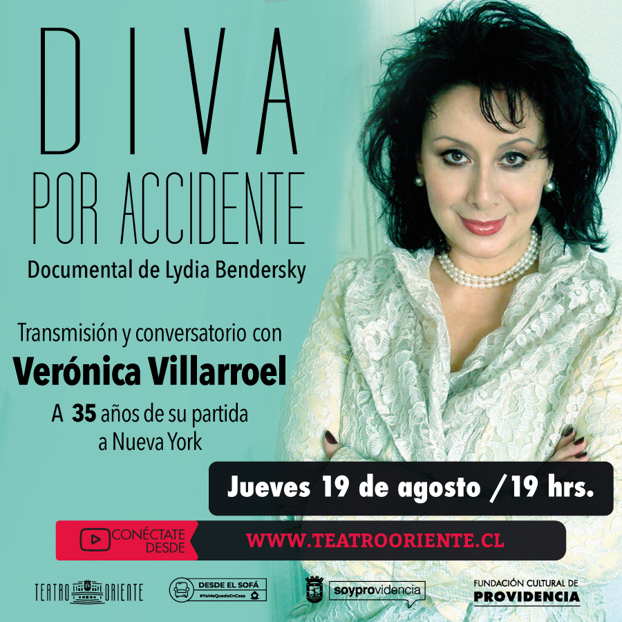 teatrooriente's tweet photo. #DOCUMENTAL Te invitamos a la transmisión del documental “Diva por accidente” que retrata la vida de la soprano @VillarroelOpera el jueves 19 de agosto, 19 hrs, por https://t.co/5gyGvOV0EQ Previo al documental tendremos un conversatorio con la artista y @lydiabendersky @mjcaam https://t.co/3c6l9drUa2