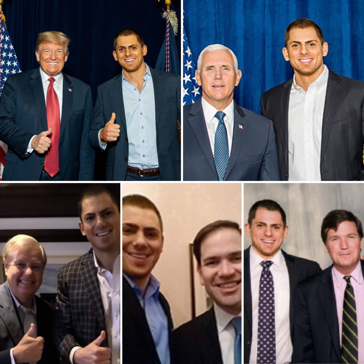 Hey now :: A little collage of Anton Lazzaro: with Trump, with Pence, with Lindsey Graham, with Marco Rubio, with Tucker Carlson 👇🏼