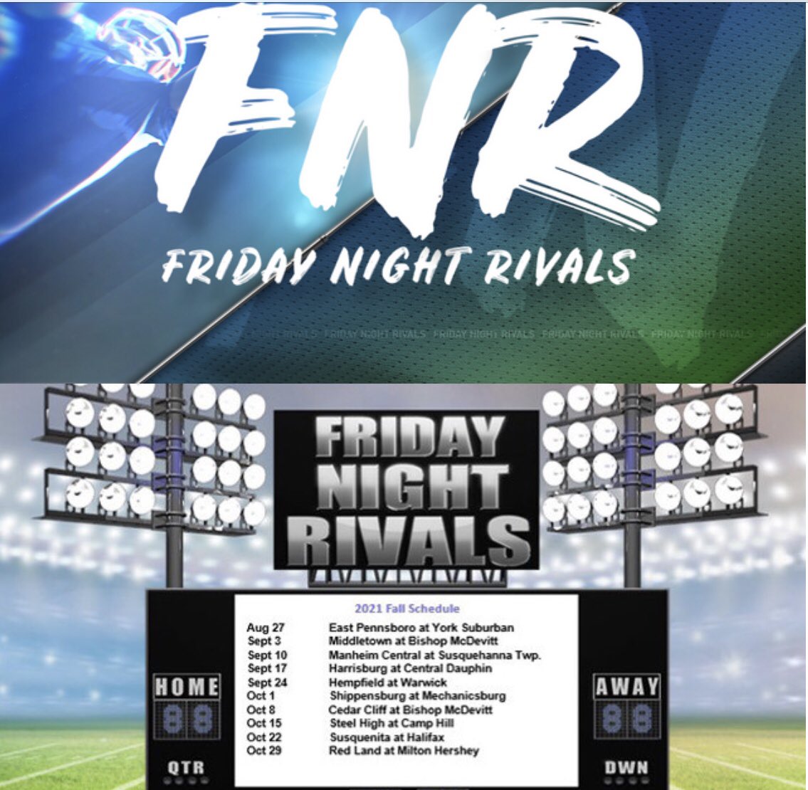 PhilSchoener's tweet photo. 🏈Season #7 of Friday Night Rivals Returns Friday August 27th🏈#FNR #CBS21 #HSFootball https://t.co/FWEbePNtZC