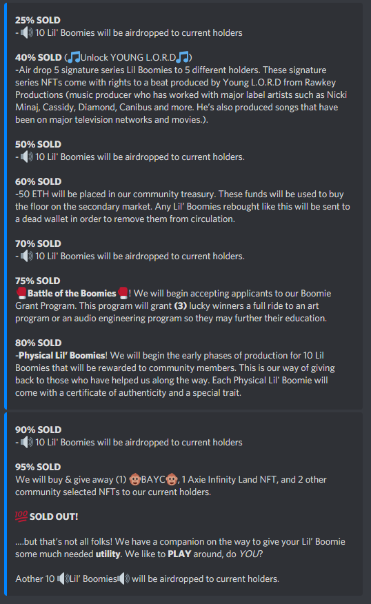 lilboomies's tweet photo. Here's the roadmap for Lil' Boomies. Yes, you read that right - we're working @YoungLORD who has also worked with @NICKIMINAJ and many other major label artists. We can't wait for you to see what we have up our sleeves! 

Join the discord: https://t.co/A96ZliaNB7
#NFT #Crypto https://t.co/QbnAAtrF5p