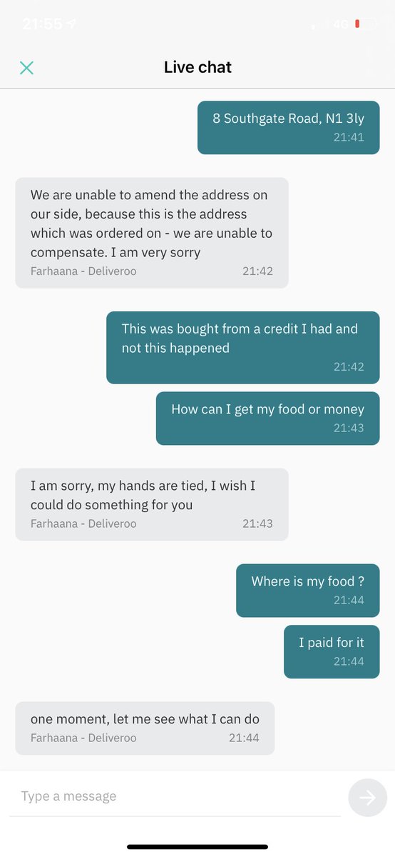 jeremyjsuarez's tweet image. I had the most terrible customer service with @Deliveroo. I’ve used there service for such a long time and they were horrible in resolving a incorrect address issue.