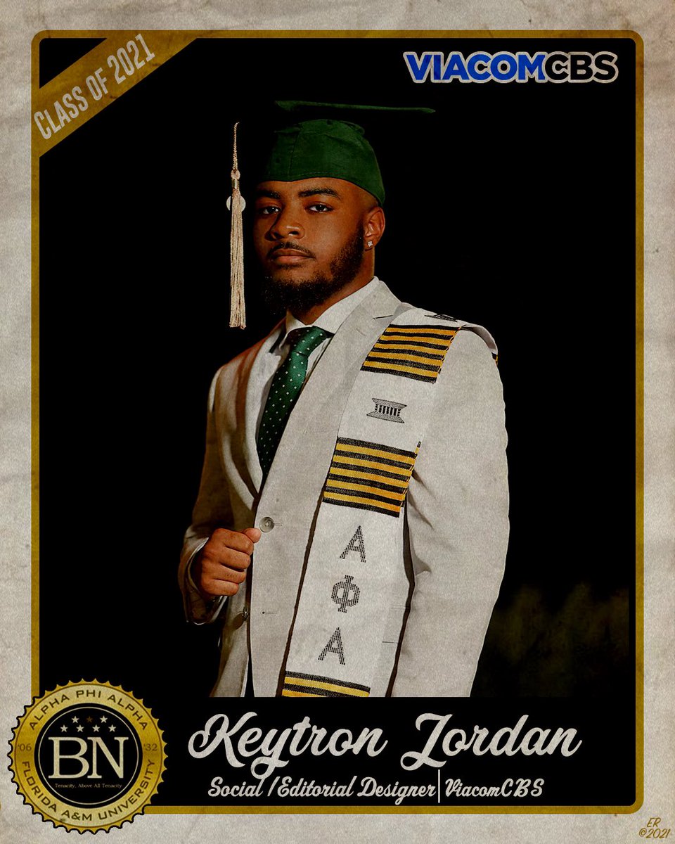 BNorBeOut32's tweet photo. Bro. Keytron Jordan is a summer 2021 graduate of @FAMUSJGC82 and has accepted a full time offer with ViacomCBS as a social/editorial designer. Bro. Jordan will be responsible for creating graphics for all of CBS Sports social media platforms and website.
#itsBN #Tenacity https://t.co/gn2v3wz0FT