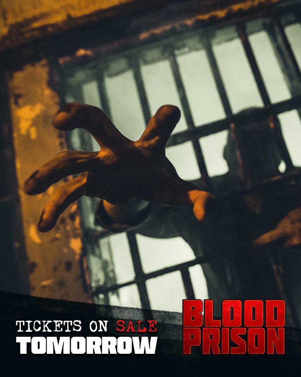 Blood_PrisonOh's tweet photo. Before you catch these hands...make sure you grab your tickets to Blood Prison - tickets go on sale TOMORROW! 🤘💀 

  -💀-  Cell blocks open October 1st
  -💀-  Tickets launch this Friday 

#BloodPrison #BloodPrisonOhio #OhioStateReformatory #MansfieldOhio https://t.co/B8AeAvVUuc
