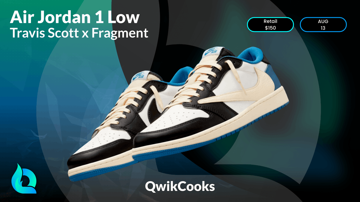 The Nike Air Jordan 1 Low Fragment Design x Travis Scott collab drops worldwide tomorrow and QwikCooks members are ready to cop!🔥

Memberships are in stock now! ⬇️
qwikcooks.com/purchase

Like and retweet for good luck if you hope to get a W tomorrow! 👨‍🍳