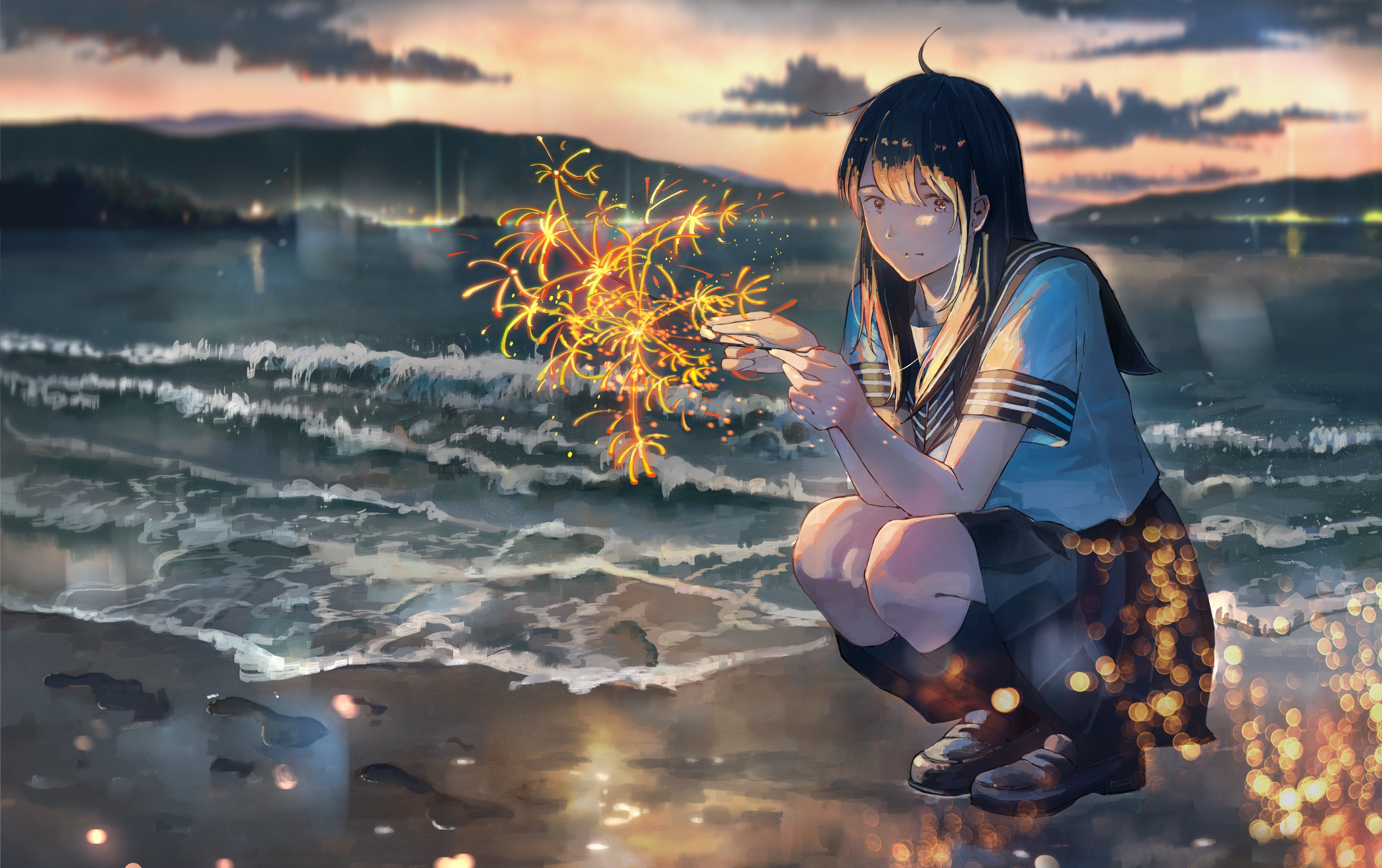 桜犬 さくらいぬ イラスト Illustration 線香花火 出来ました T Co Ed9deuaodv Twitter