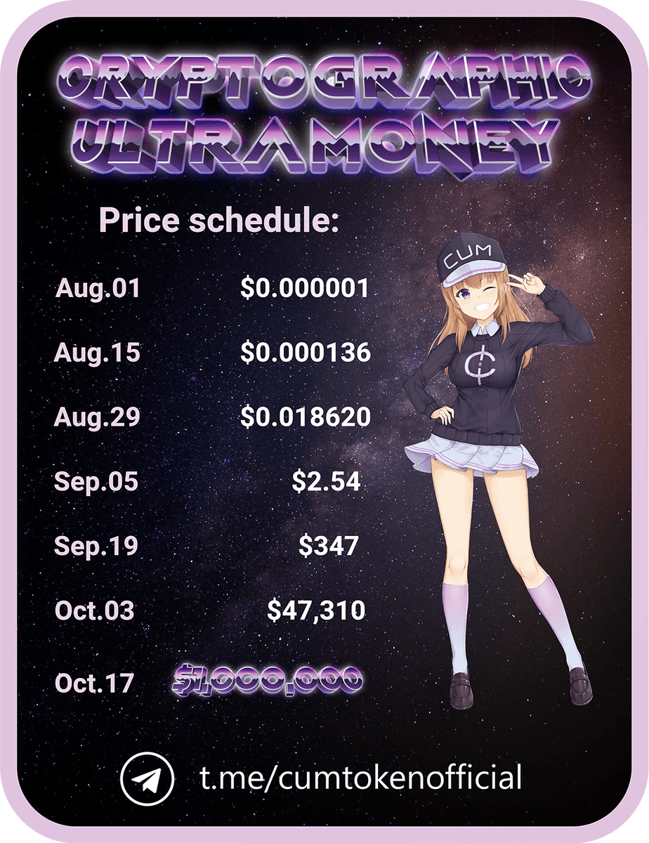 CUMfinance's tweet photo. @coingecko Actual price schedule for $CUM👇 https://t.co/GbzxJDK6p1
