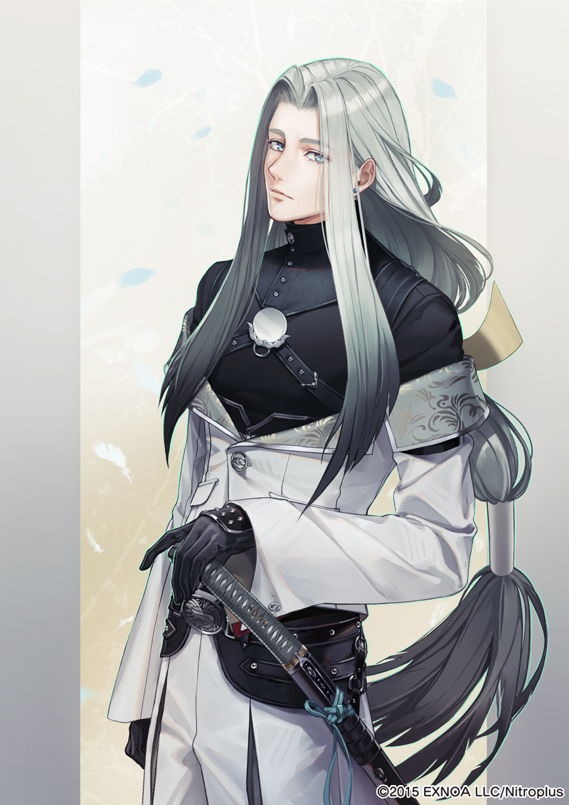 long hair weapon 1boy gloves male focus sword solo  illustration images