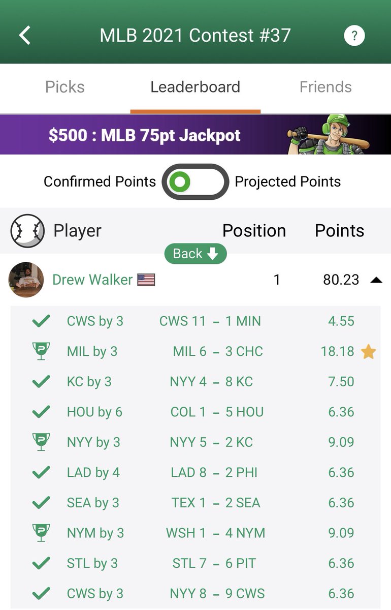 PerfectPicksMLB's tweet image. 🚨Baseball Jackpot Winner🚨

Excellent set of picks below by our Baseball Jackpot winner to claim the $500 prize.

We will be in contact by email on Friday to arrange the prize.