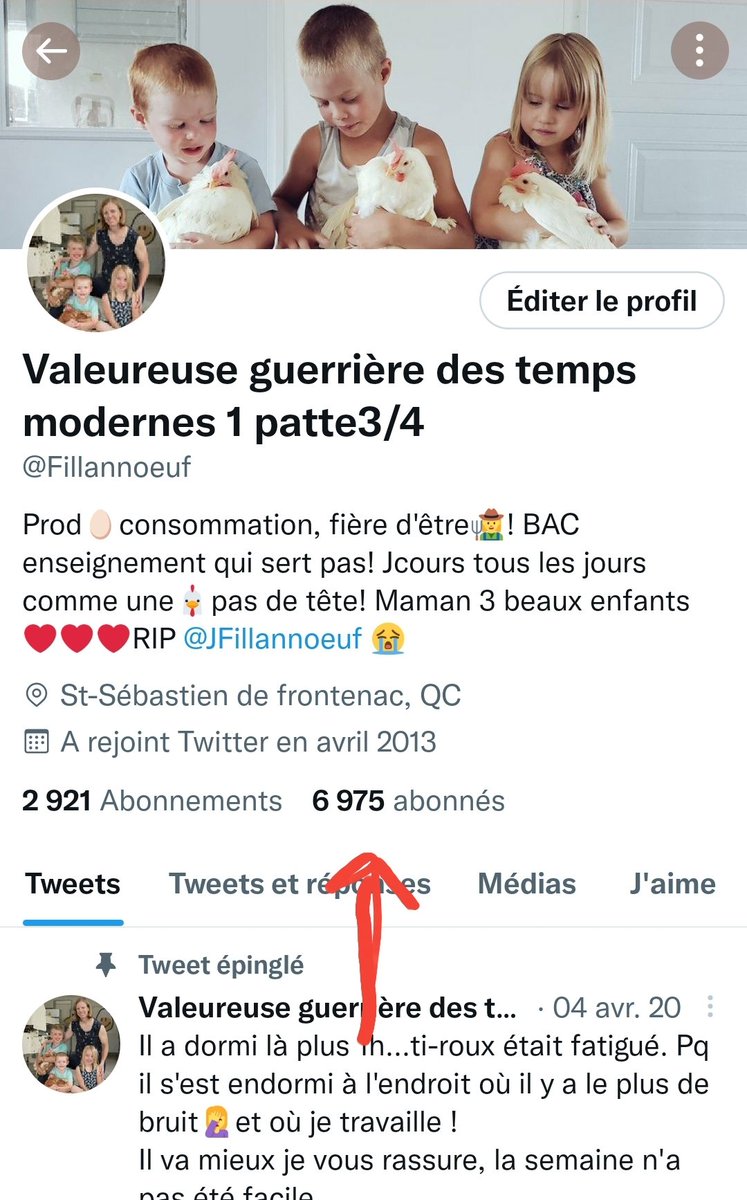 Fillannoeuf's tweet image. À 25 de pogner le cap des 7000 abonnés😳 Hé ben j'aurais jamais pensé ça quand je me suis inscrite sur Twitter.  J'aime bien partager ma petite vie👩‍🌾 et tant mieux si les gens apprécient. En prime de belles échanges et rencontres que ce réseau me permet. Merci la vie ❤👩‍🌾🐔🥚🚜