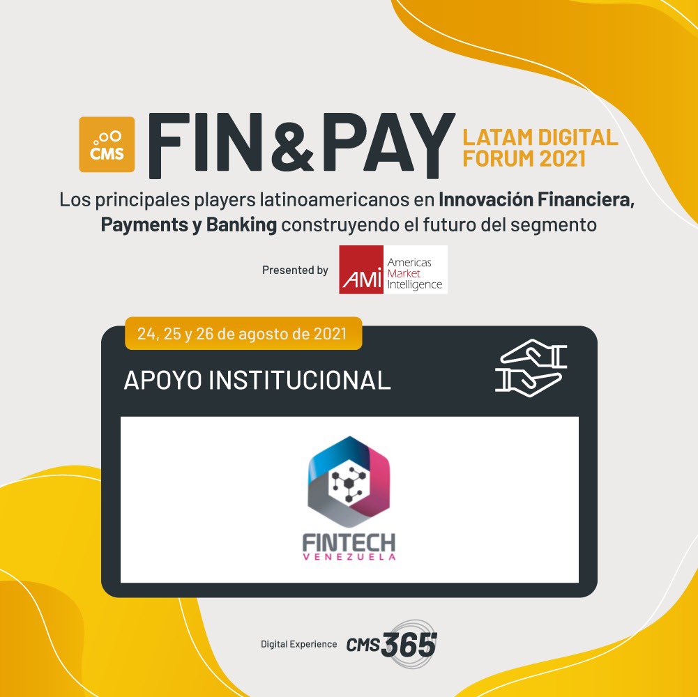 veFinTech's tweet photo. Nos complace invitarles a participar Fin &amp; Pay Latam Digital Forum 2021 un encuentro que reunirá a los principales actores en Pagos, Banca e Innovación Financiera y en el cual tenemos gusto de brindar nuestro apoyo institucional.  Regístrate gratis 👉🏼 https://t.co/kxDUGvCQBB https://t.co/SW0pvfAzqr