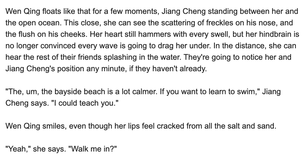part2thecql's tweet photo. I, um, this got away from me. Modern AU, #ChengQing, and for some reason Best Boy Wen Ning wasn't there to run interference for his jie's swimming phobia!
https://t.co/0dHiB3mV0D https://t.co/Qkg0GoxaZL