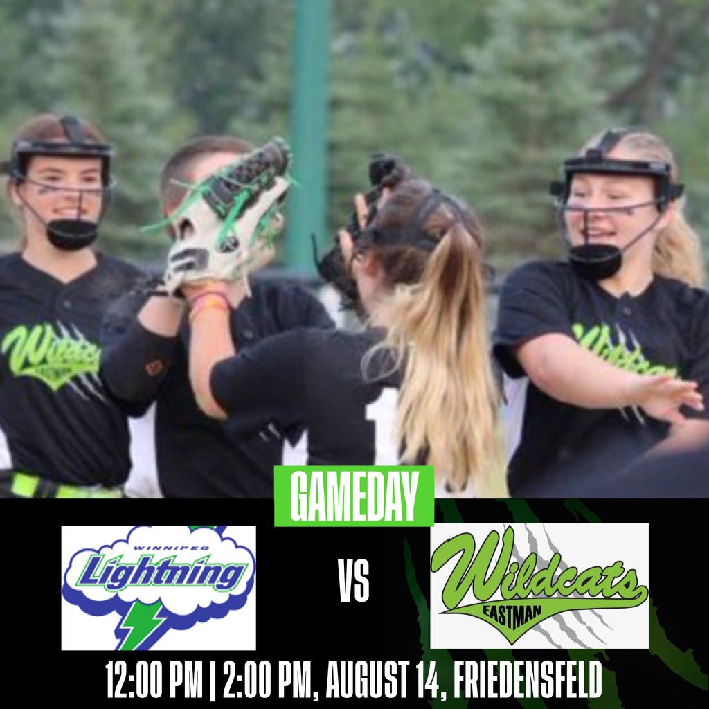 U16Eastman's tweet photo. Eastman Wildcats U16 welcome the Winnipeg Lightning this Saturday. Hot streaks for #13 Paige Ducharme #3 Ava Boily #8 Maryn Jones & #32 Logan Harz have carried the Wildcats offence.Great pitching from #2 Claire Heide & #8 Maryn Jones the Wildcats on a role #AAASoftball #Fastpitch https://t.co/u9eCeEOwZB