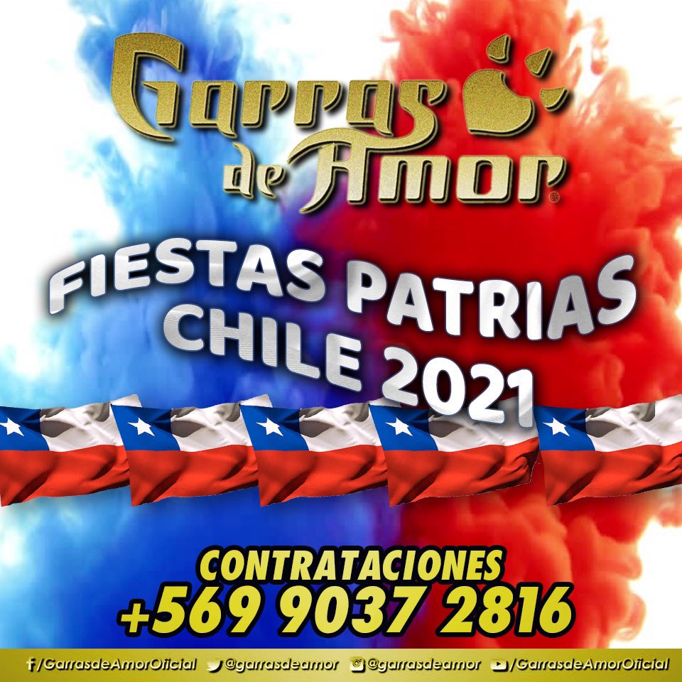 🇨🇱🇨🇱🇨🇱¡FIESTAS PATRIAS CHILE 2021!🇨🇱🇨🇱🇨🇱

CONTRATACIONES:📲 09-90372816

garrasdeamor.cl