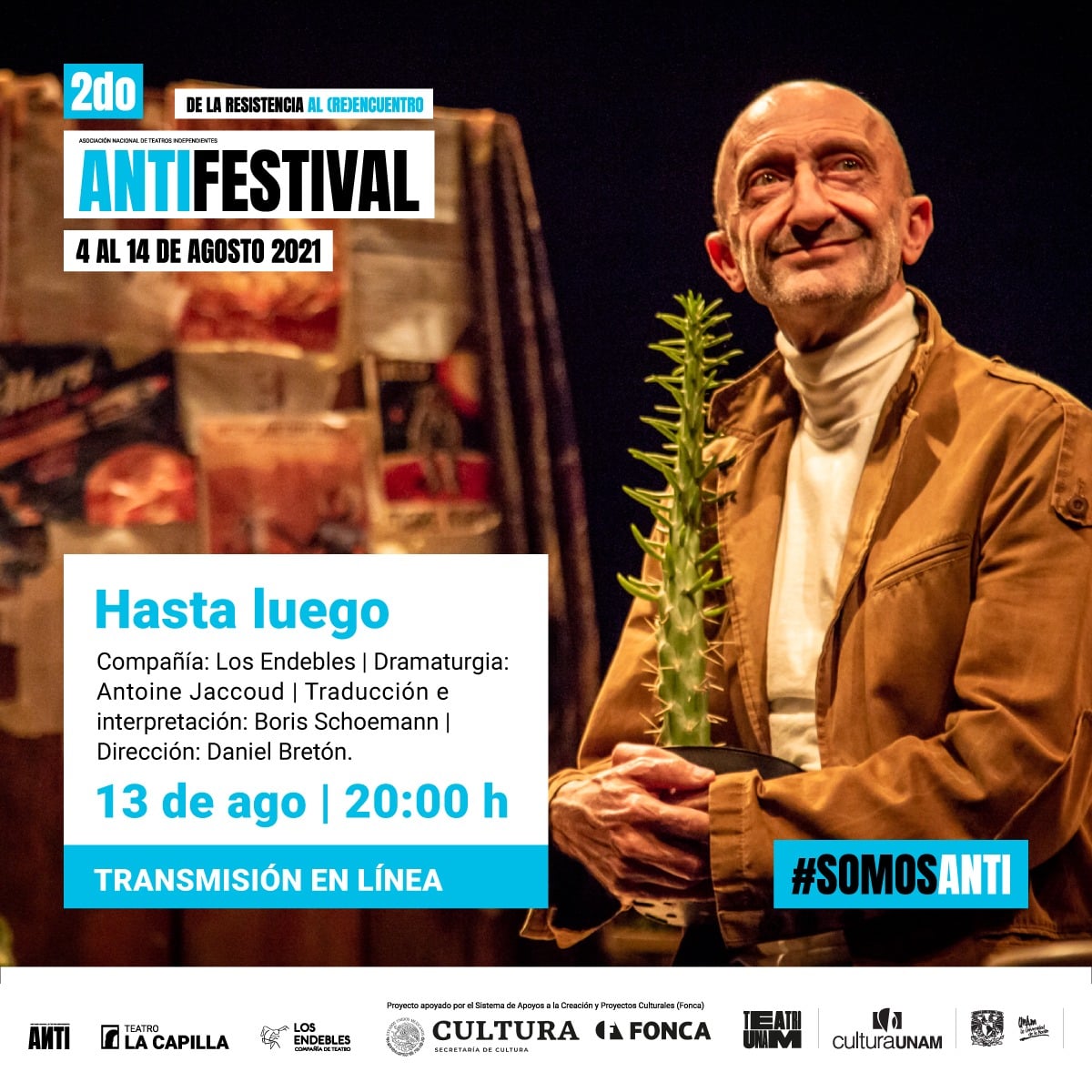 TeatroRendija's tweet photo. 🚨últimos días de #Antifestival🚨
¡VIERNES! #SomosANTI #AsómatePorLaRendija @SistemaCreacion @teatrounam @TeatrosAnti @LaCapillaTeatro @LaTiteria https://t.co/FhPbF3e7Tn