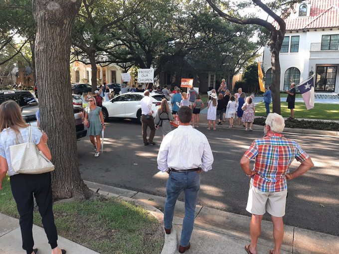 HAPPENING NOW: A protest is being held outside Dallas County Judge Clay Jenkins home in response to the mask mandate. They are yelling "tyrant" and "I can't breathe." WFAA's Jobin Panicker will have more tonight at 10.
